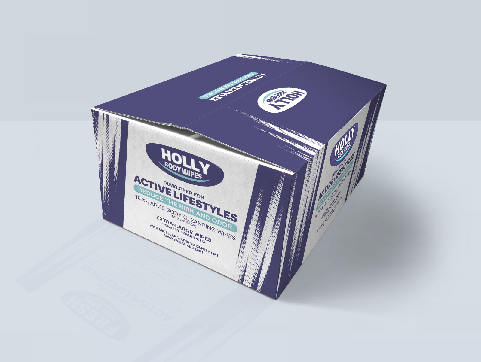 Holly Body Wipes – 16-Count Box of Double Extra-Large, Eco-Friendly, Alcohol-Free Body Wipes for Adults, Kids, Seniors, Athletes, Travelers, and First Responders – Biodegradable and Skin-Safe Wipes for Quick Clean-Ups